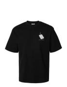 Selected Slhrelaxkai Print Ss O-Neck Tee Svart