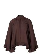 Malina Esti Chiffon Cape Blouse Brun
