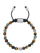 Nialaya Men's Beaded Bracelet With Aquatic Agate, Brown Tiger Eye And ...