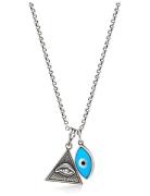Nialaya Men's Silver Necklace With Turquoise Evil Eye And Eye Of Ra Pe...