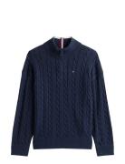 Tommy Hilfiger Cotton Cable Half Zip Sweater Marinblå