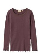 Wheat Rib T-Shirt L/S Reese Burgundy