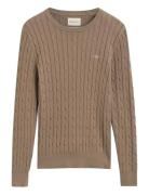 GANT Stretch Cotton Cable C-Neck Beige