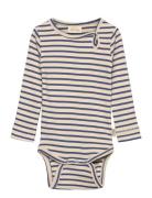 Petit Piao Body L/S Modal Striped Beige