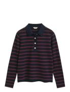 GANT Reg Breton Striped Ls Pique Polo Blå