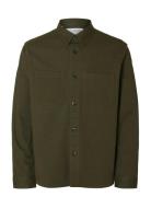 Selected Slhtravis Twill Overshirt Ls Noos Grön