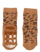Melton Leopard Socks - Anti-Slip Brun