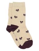 Melton Bow Glitter Socks Beige
