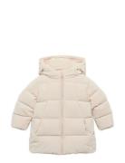 Mango Long Padded Anorak With Hood Kräm
