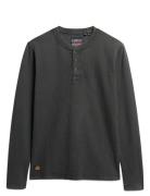 Superdry Waffle Long Sleeve Henley Top Svart