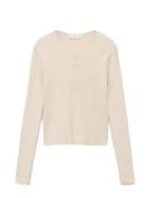 Mango Ribbed Sweater With Buttons Kräm