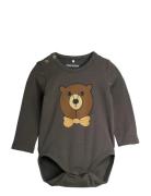 Mini Rodini Bear Sp Ls Body Grå