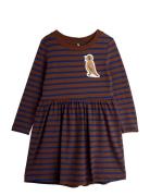 Mini Rodini Stripe Bird Patch Ls Dress Brun