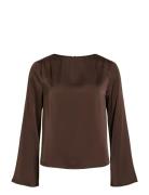 Vila Viravenna L/S Boatneck Top/Dc Brun