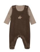 Fixoni Set W. Body And Velour Romper Brun