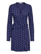 ONLY Onlkeshav L/S V-Neck Wrap Dress Wvn Blå