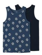 Name It Nkmtank Top 2P Dark Denim Football Noos Marinblå