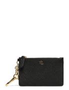 Lauren Ralph Lauren Crosshatch Leather Zip Card Case Svart
