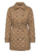 Lauren Ralph Lauren Diamond-Quilted Down Trench Coat Beige