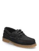 Garment Project Ollie Boat Shoe - Black Nubuck/Hair Svart