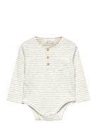 Mango Striped Cotton Bodysuit Kräm