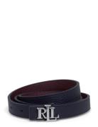 Lauren Ralph Lauren Logo Reversible Leather Skinny Belt Svart