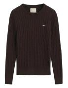 GANT Stretch Cotton Cable C-Neck Beige