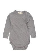 Copenhagen Colors Pointelle Heart Crossover Body Ls Grå