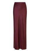 Ahlvar Gallery Hana Long Logo Satin Skirt Burgundy