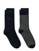 GANT Dot And Solid Socks 2-Pack Grå
