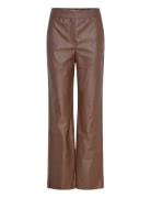 Minus Mstasja Mid Waist Pu Pant Brun