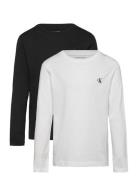 Calvin Klein 2P Chest Mono Ls T-Shirt Vit