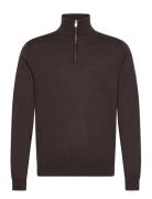 Lindbergh Black 100% Merino Half Zip Knit Brun