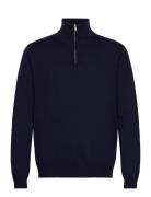 Lindbergh Black 100% Merino Half Zip Knit Marinblå