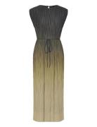 French Connection Xena Pleated Ombre Midi Dress Khaki Green