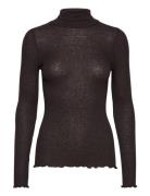 Rosemunde Rwburlington Wool Ls T-Neck T-Shirt Brun