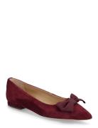 Lauren Ralph Lauren Londyn Bow-Trim Suede Ballet Flat Röd