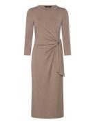 Lauren Ralph Lauren Tie-Front Stretch Jersey Midi Dress Beige