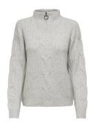 JDY Jdyandrea L/S Zip Cable Pullove Knt Noos Grå