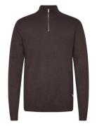 Lindbergh Ecovero Half Zip L/S Knit Brun