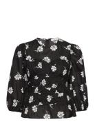 IVY OAK Brenda Gathered Blouse Svart