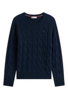 Tommy Hilfiger Soft Wool Cable C-Nk Ls Swt Marinblå