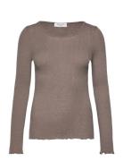 Rosemunde Rwburlington Wool Ls O-Neck T-Shirt Brun
