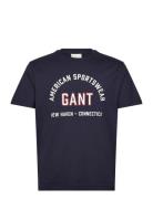 GANT Printed Graphic Ss T-Shirt Marinblå