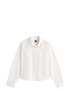Tommy Jeans Tjw Ovs Crop Oxford Shirt Vit