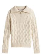 Tommy Hilfiger Soft Wool Cable 1/2 Zip Ls Swt Kräm