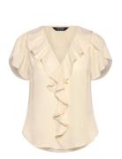 Lauren Ralph Lauren Ruffle-Trim Georgette Blouse Kräm
