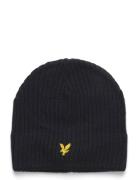 Lyle & Scott Knitted Ribbed Beanie Marinblå