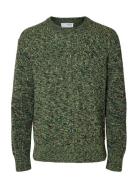 Selected Slhtilum Ls Knit Relaxed Crew Neck Khaki Green