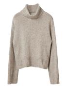 Lexington Clothing Wool Blend Roll Neck Knitted Sweater Beige